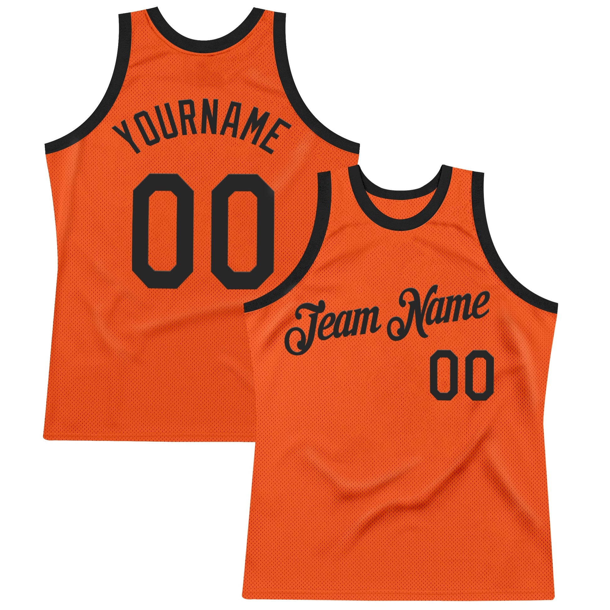 Custom Orange Black Authentic Throwback Basketball Jersey - Main View