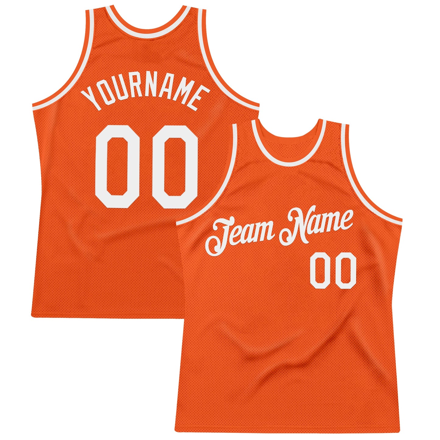 Custom Orange White Authentic Throwback Basketball Jersey - Main View