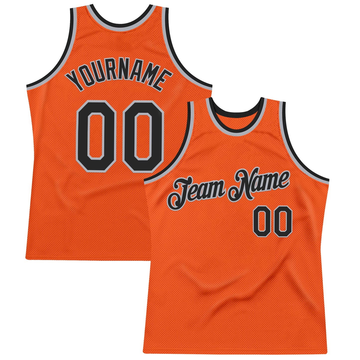 Custom Orange Black-Gray Authentic Throwback Basketball Jersey - Main View
