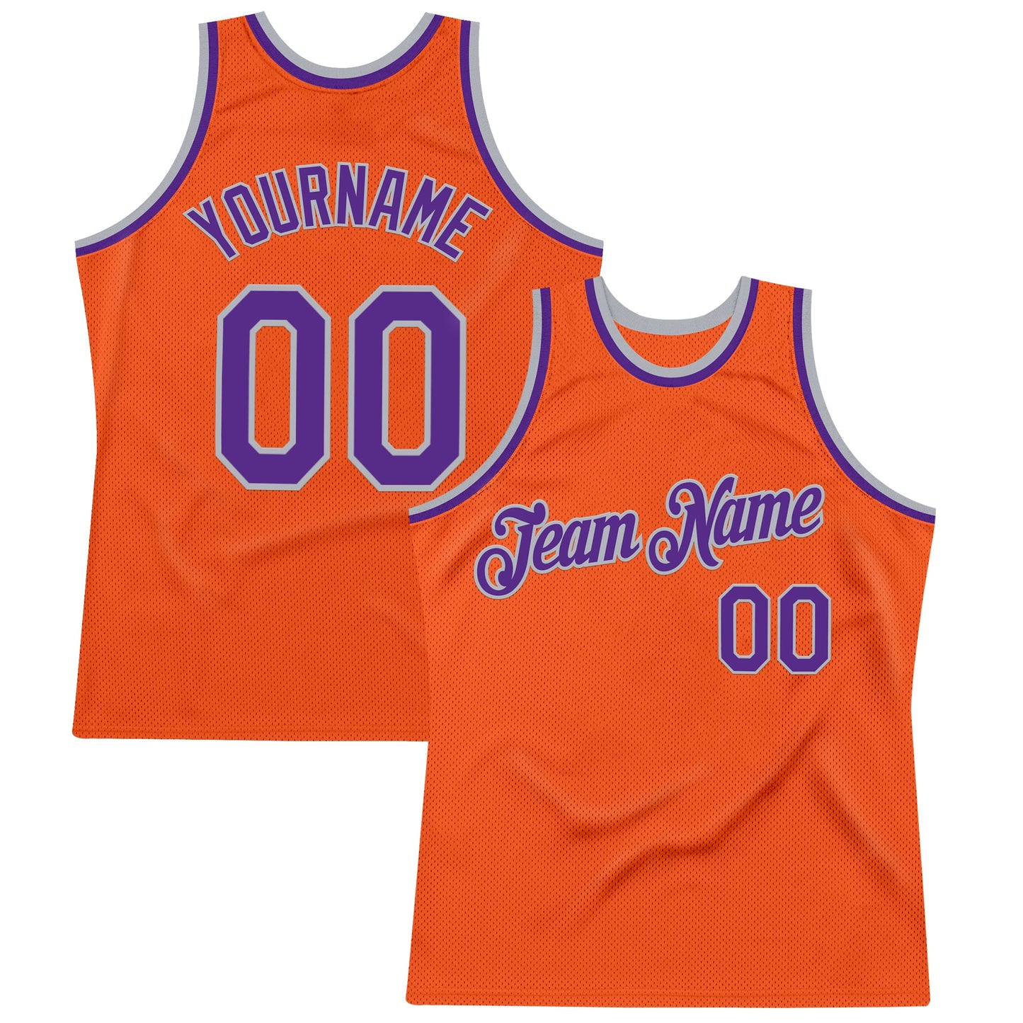 Custom Orange Purple-Gray Authentic Throwback Basketball Jersey - Main View