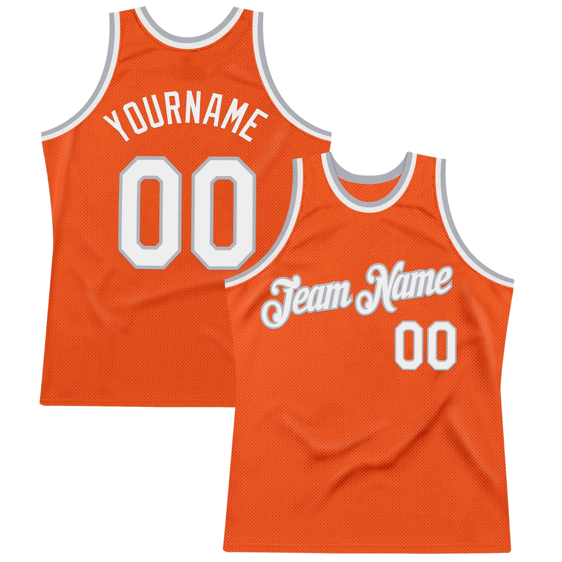 Custom Orange White-Gray Authentic Throwback Basketball Jersey - Main View
