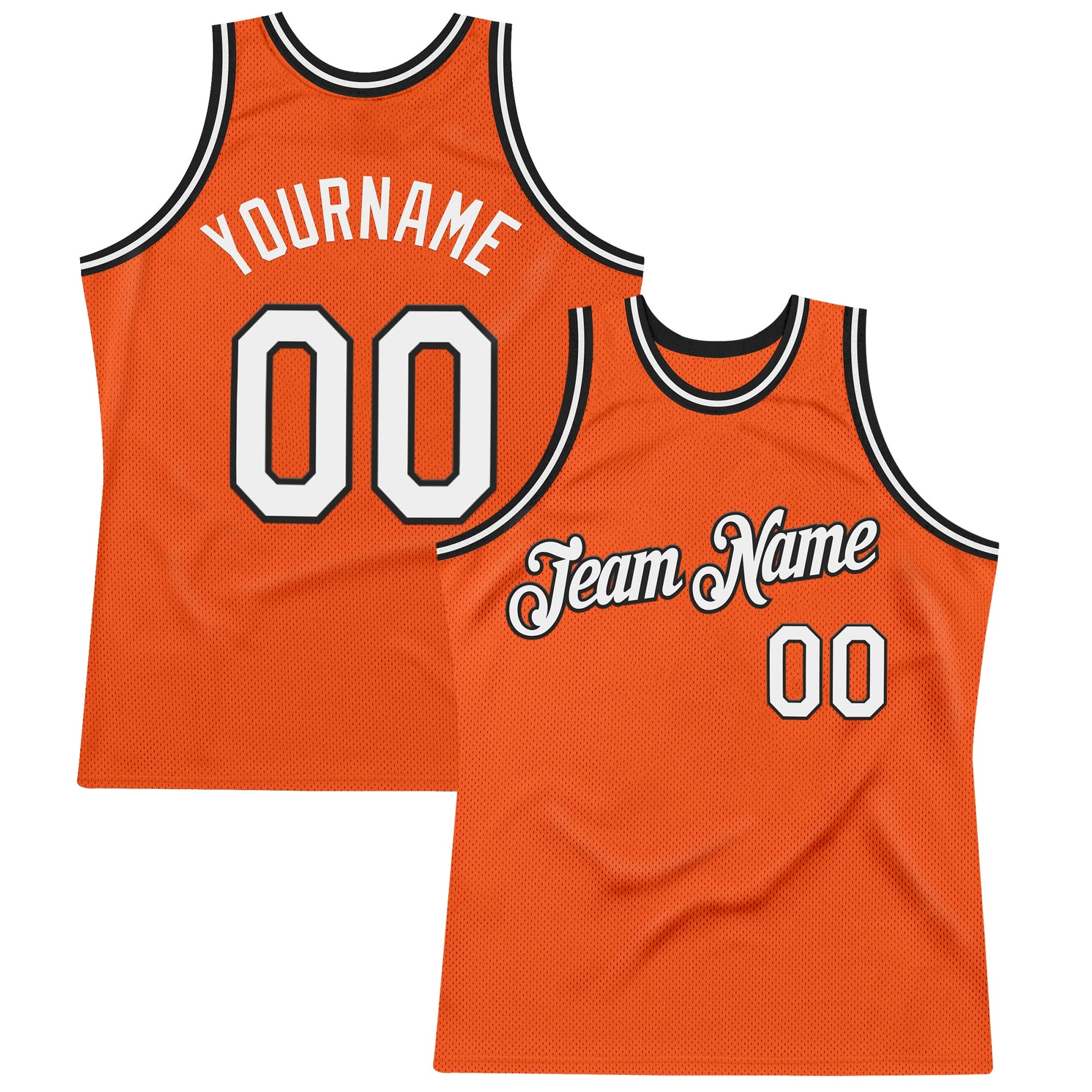 Custom Orange White-Black Authentic Throwback Basketball Jersey - Main View