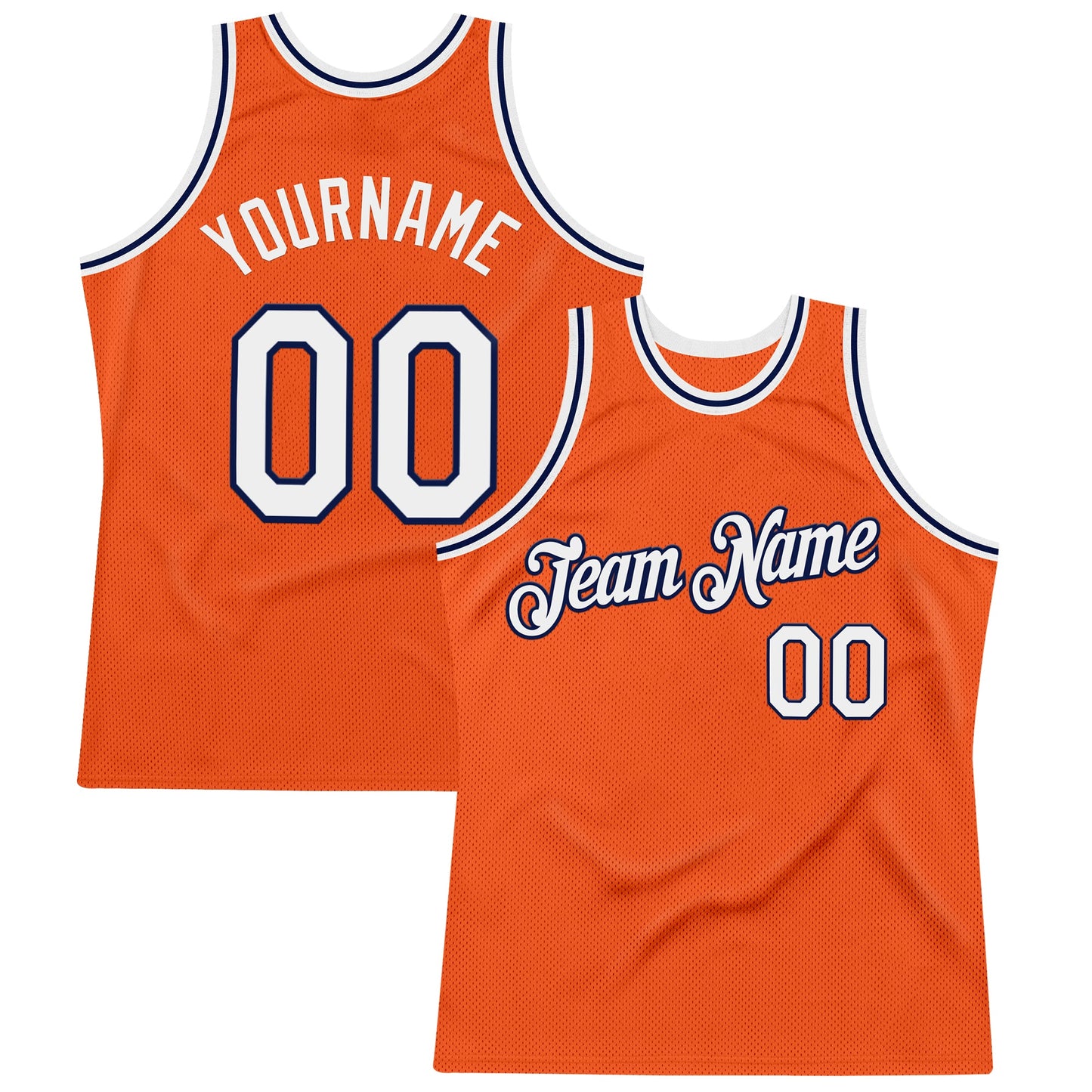 Custom Orange White-Navy Authentic Throwback Basketball Jersey - Main View