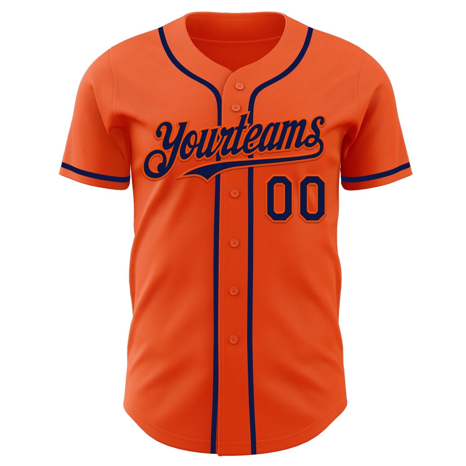 Custom Orange Navy Authentic Baseball Jersey view 2