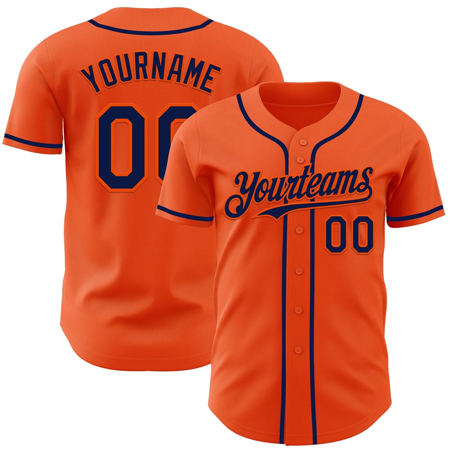Custom Orange Navy Authentic Baseball Jersey - Main View