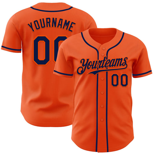 Custom Orange Navy Authentic Baseball Jersey - Main View
