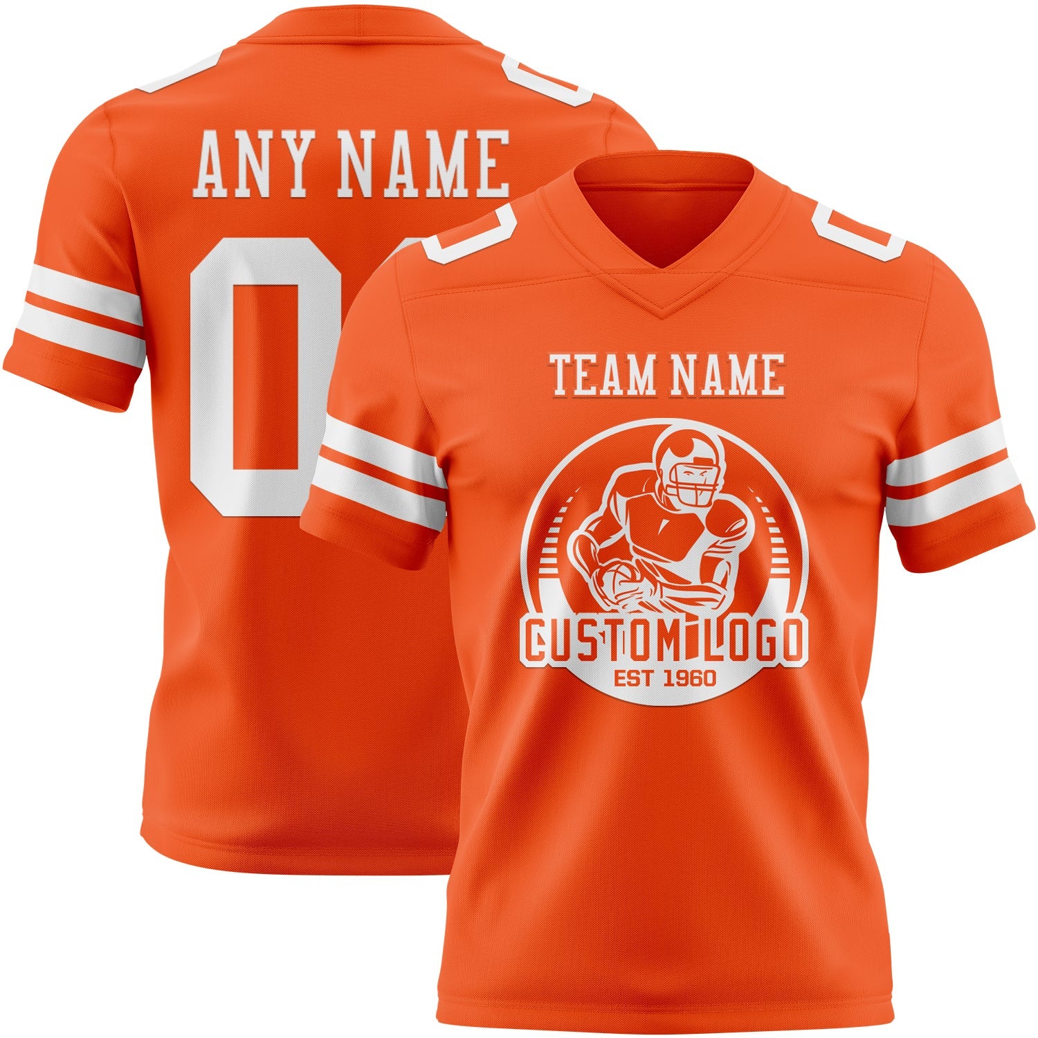 Custom Orange White Authentic Football Jersey view 2