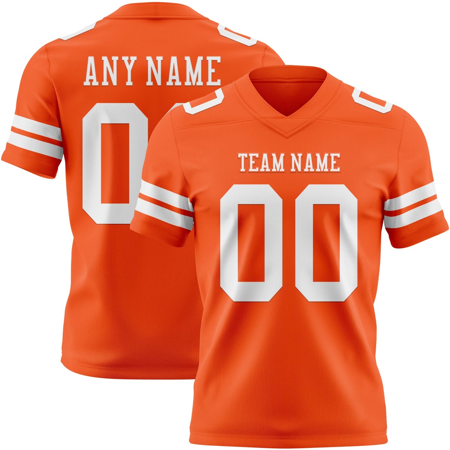Custom Orange White Authentic Football Jersey - Main View