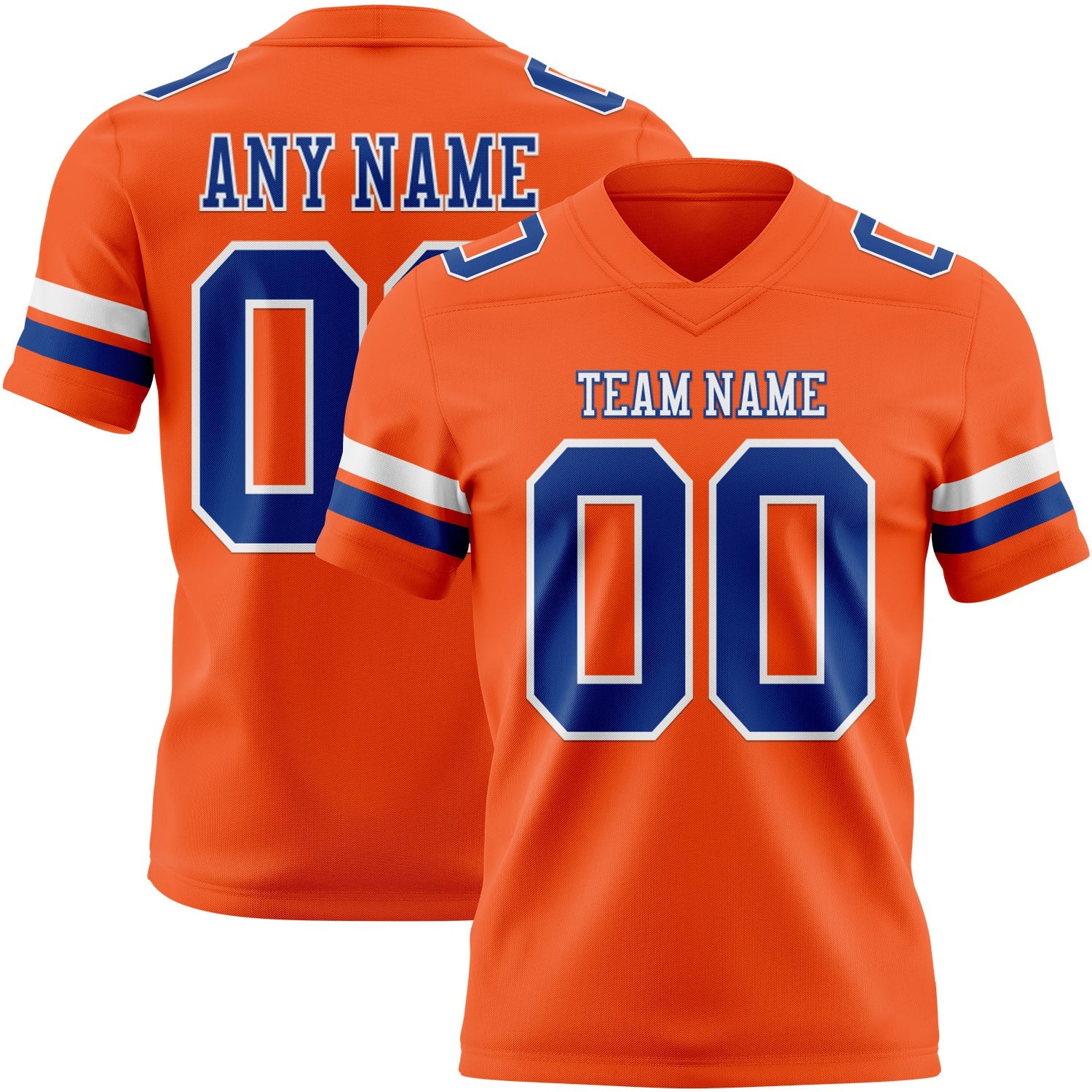 Custom Orange Royal-White Authentic Football Jersey - Main View