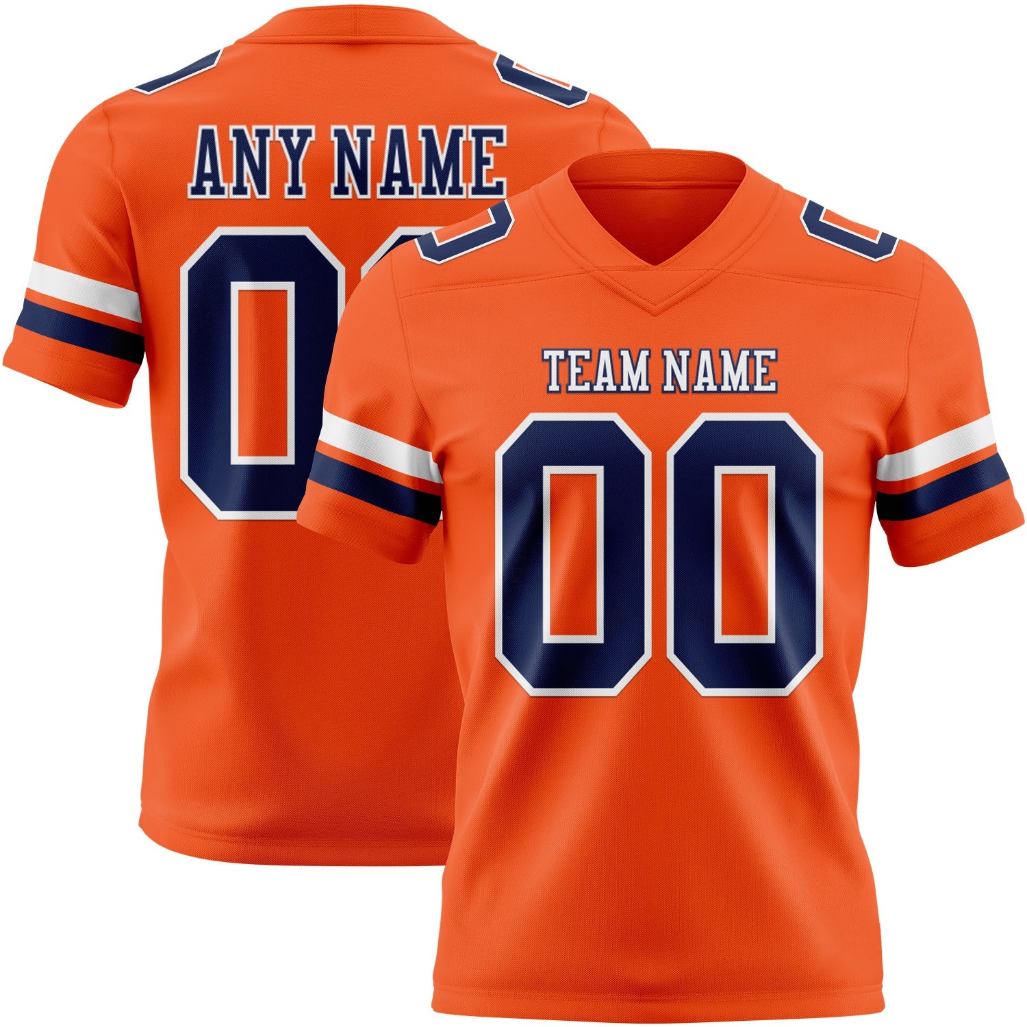 Custom Orange Navy-White Authentic Football Jersey - Main View