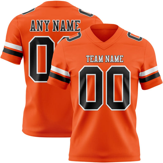 Custom Orange Black-White Authentic Football Jersey - Main View