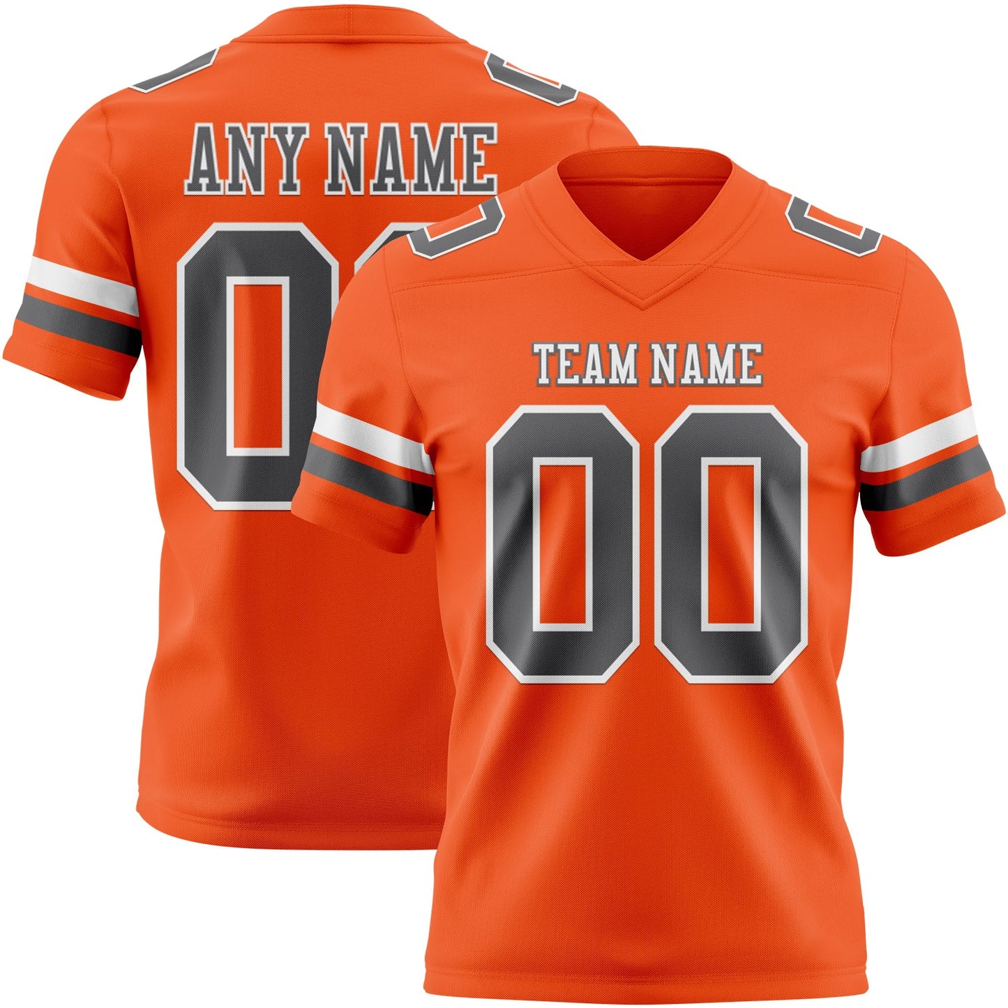 Custom Orange Steel Gray-White Authentic Football Jersey - Main View