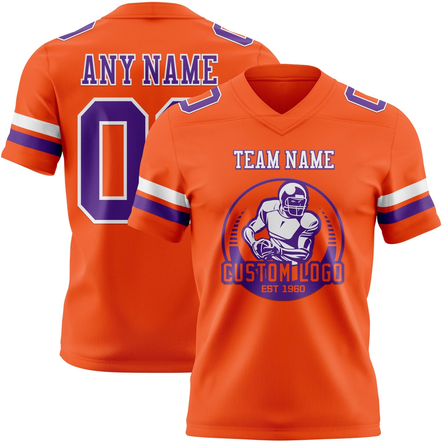 Custom Orange Purple-White Authentic Football Jersey view 2