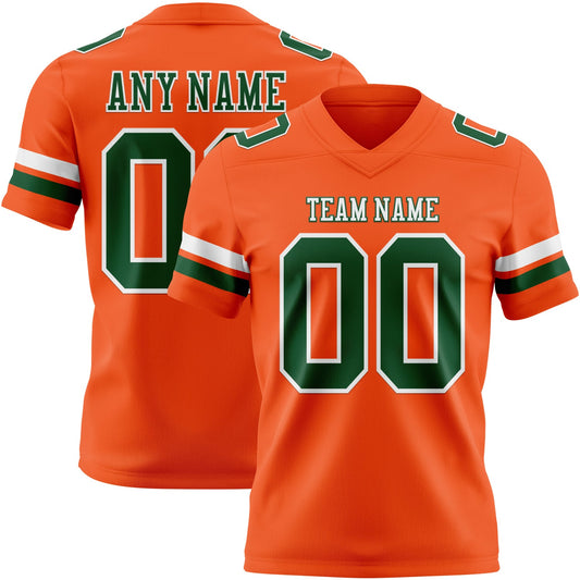 Custom Orange Green-White Authentic Football Jersey - Main View