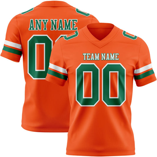 Custom Orange Kelly Green-White Authentic Football Jersey - Main View