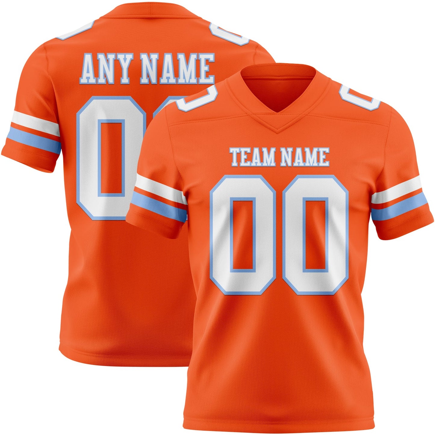 Custom Orange White-Light Blue Authentic Football Jersey - Main View