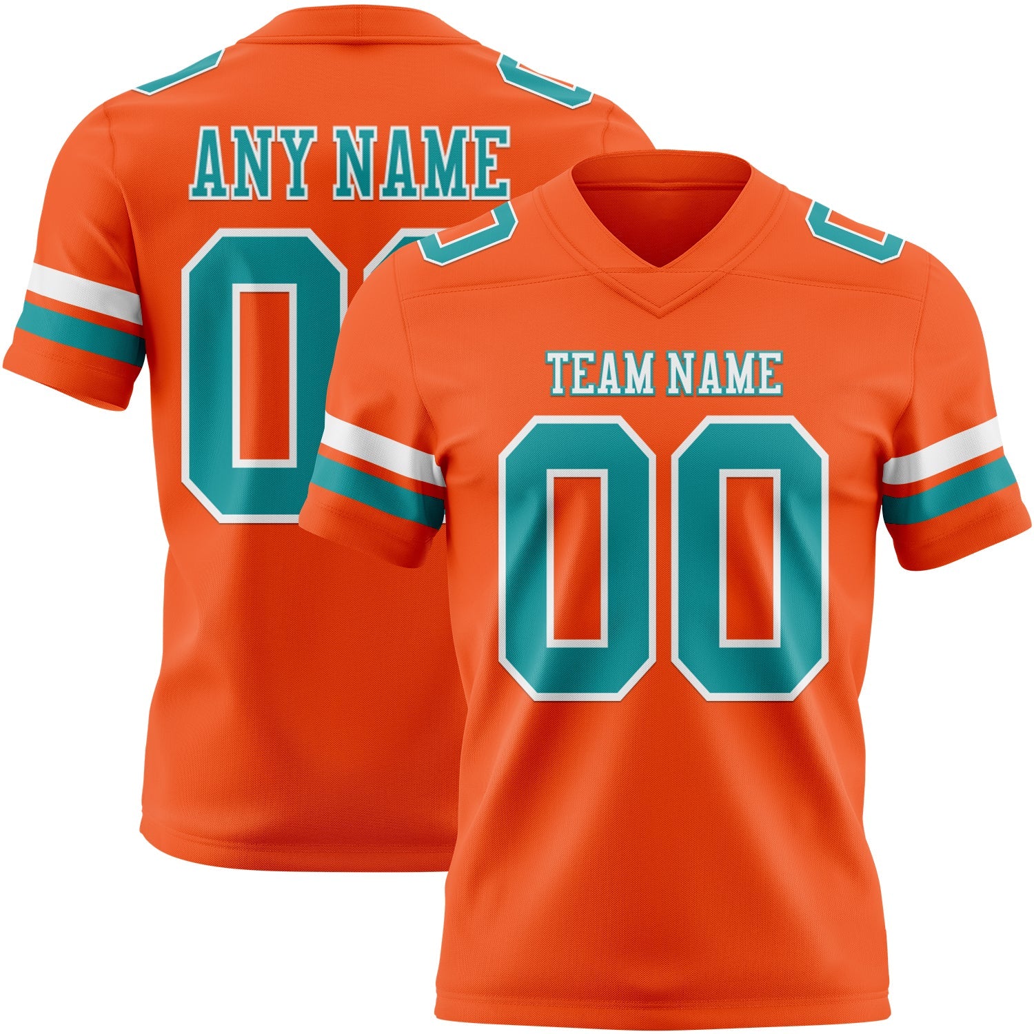 Custom Orange Teal-White Authentic Football Jersey - Main View