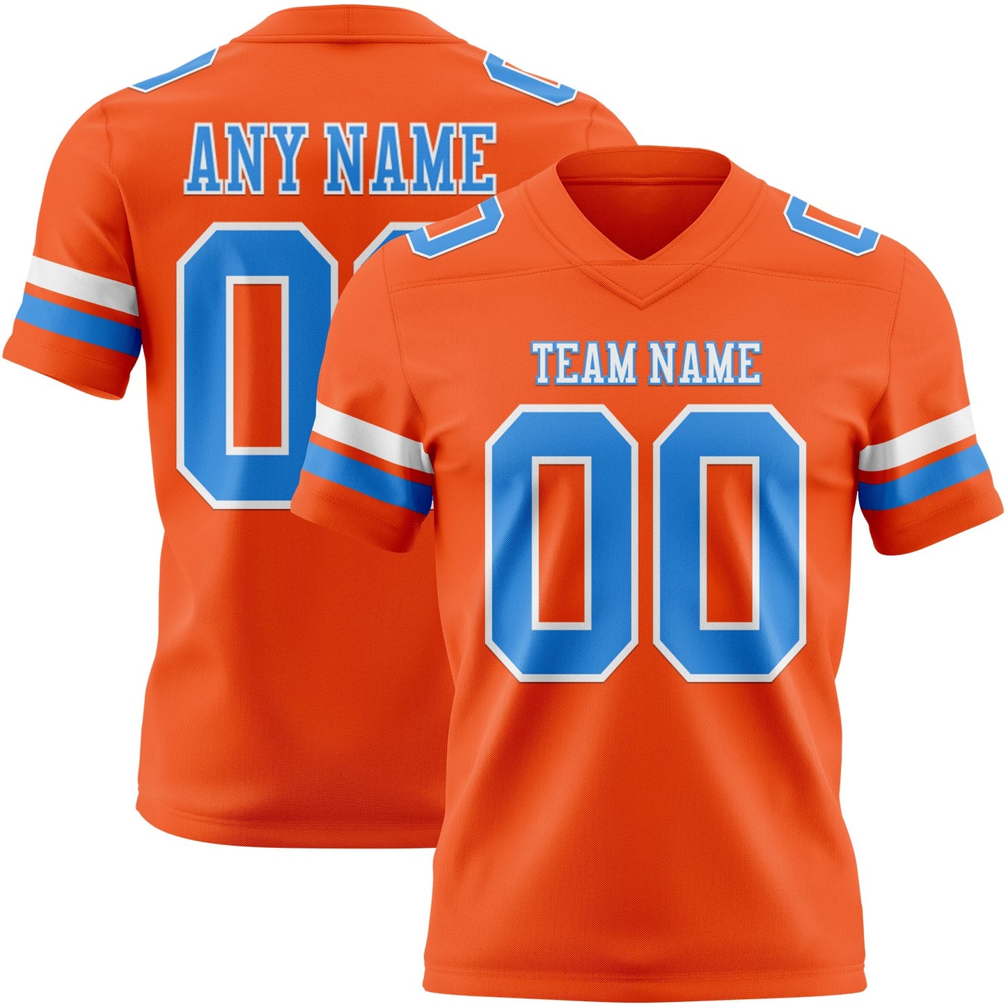 Custom Orange Powder Blue-White Authentic Football Jersey - Main View