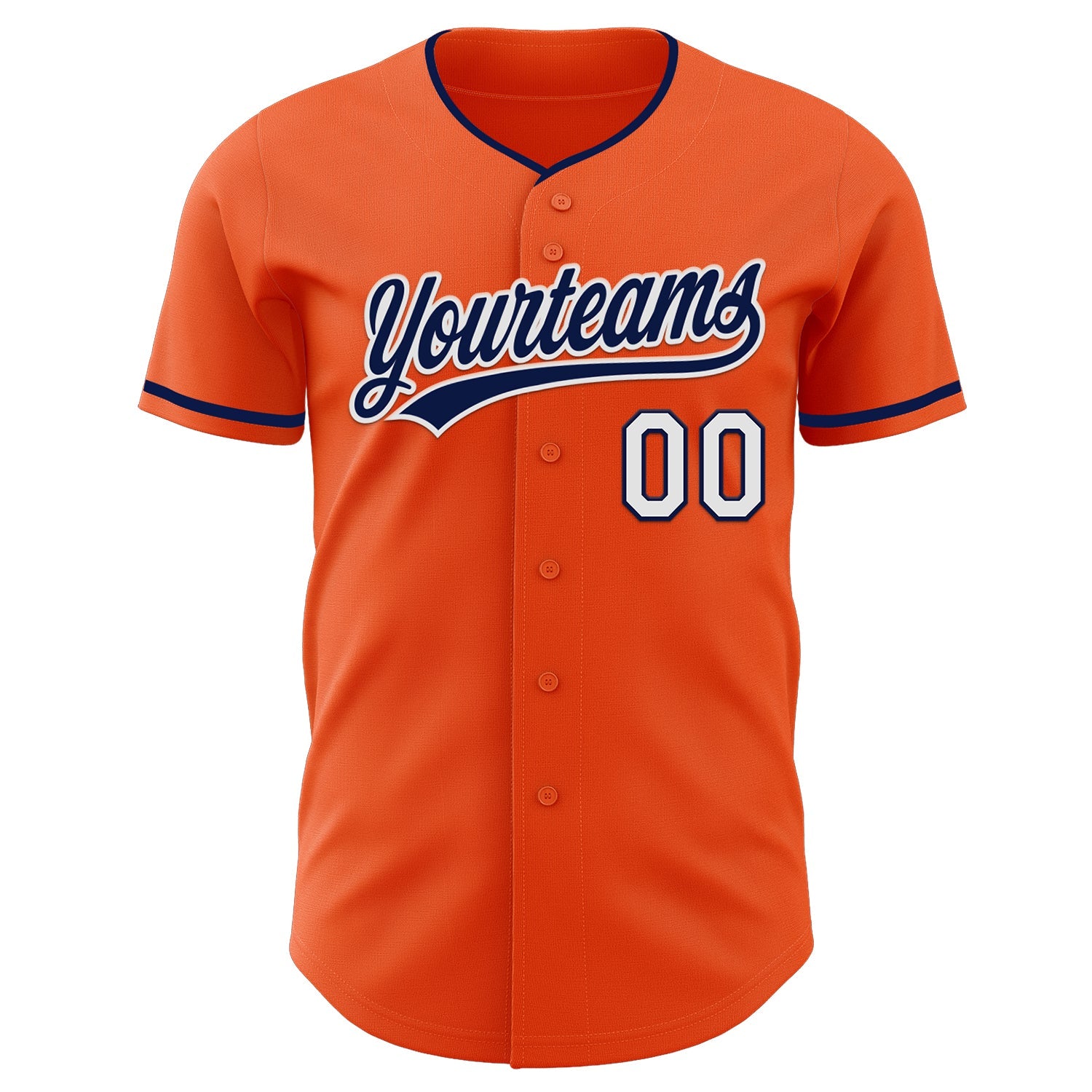 Custom Orange Navy-White Authentic Baseball Jersey view 2