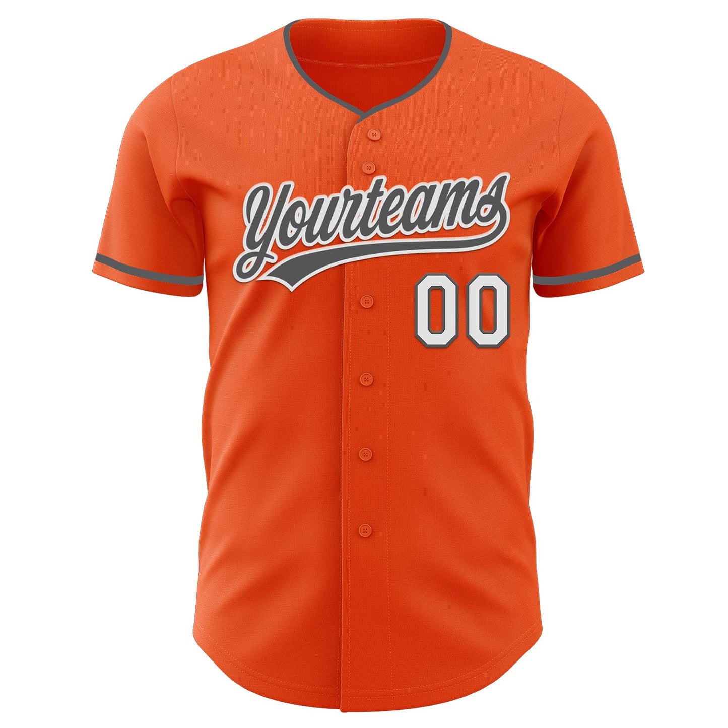 Custom Orange Steel Gray-White Authentic Baseball Jersey view 2