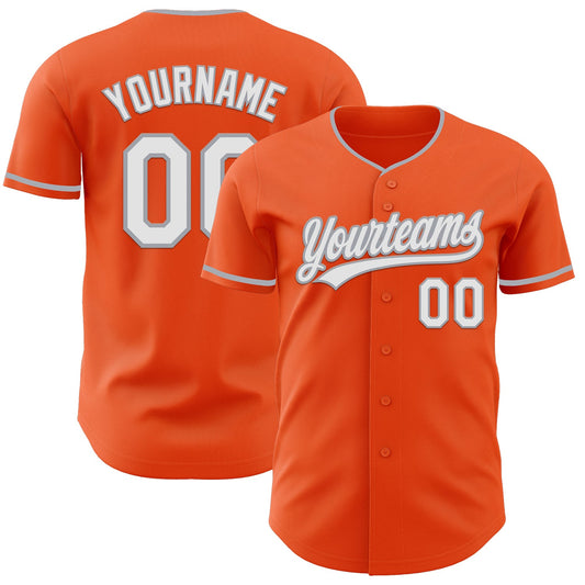 Custom Orange White-Gray Authentic Baseball Jersey - Main View