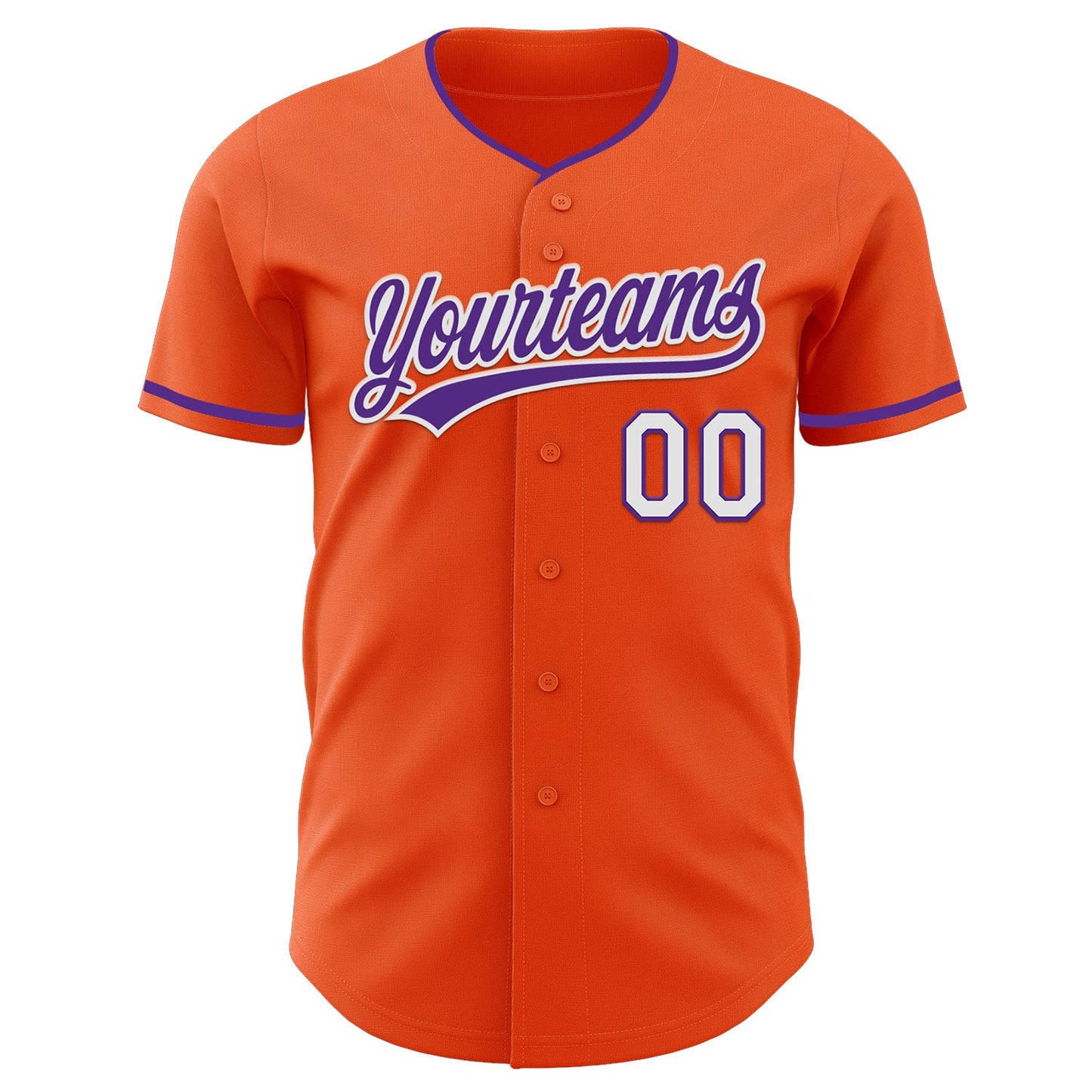 Custom Orange Purple-White Authentic Baseball Jersey view 2