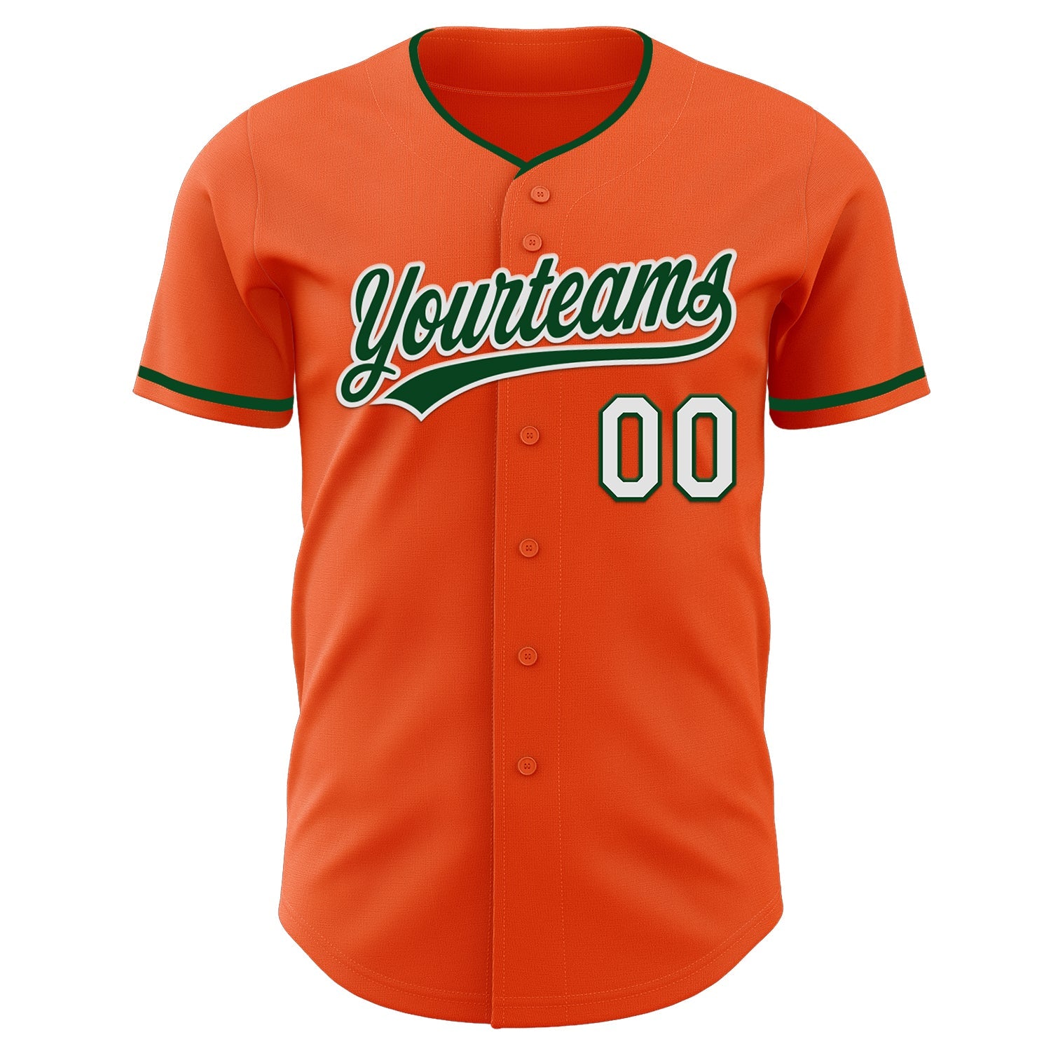 Custom Orange Green-White Authentic Baseball Jersey view 2