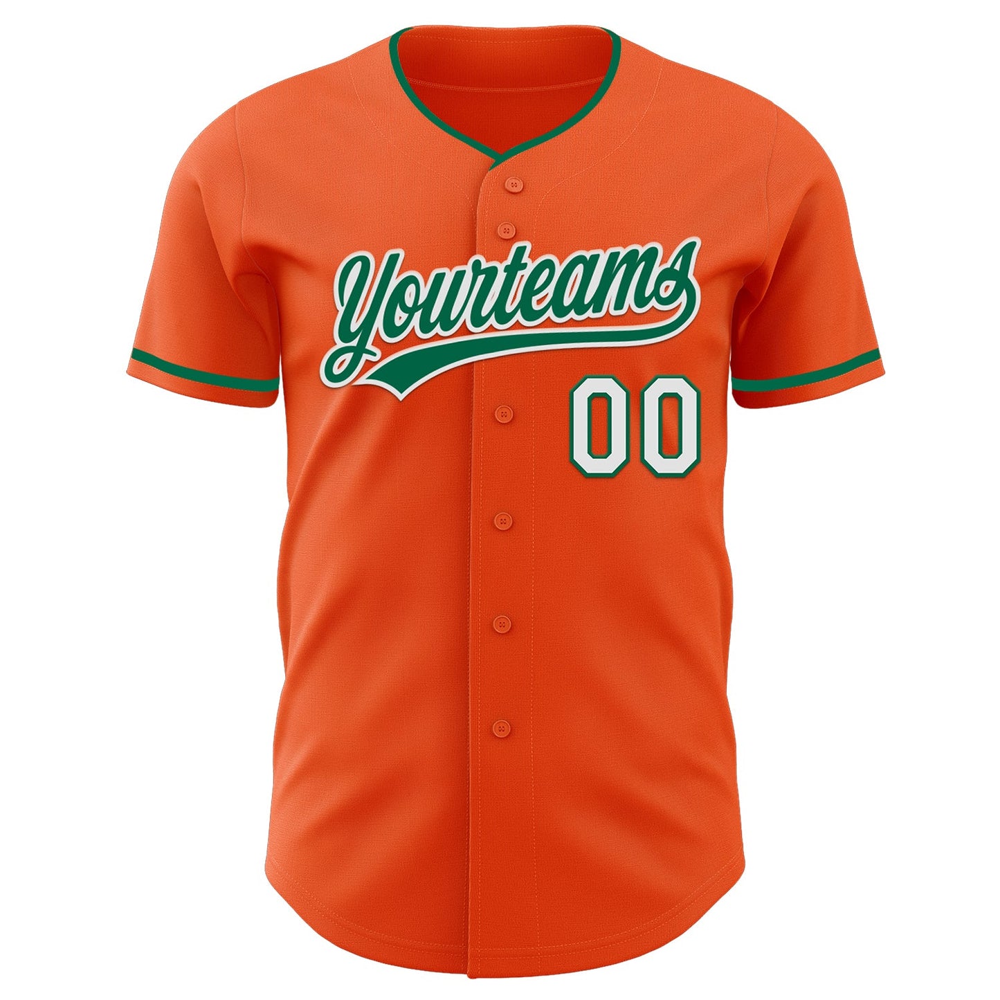 Custom Orange Kelly Green-White Authentic Baseball Jersey view 2