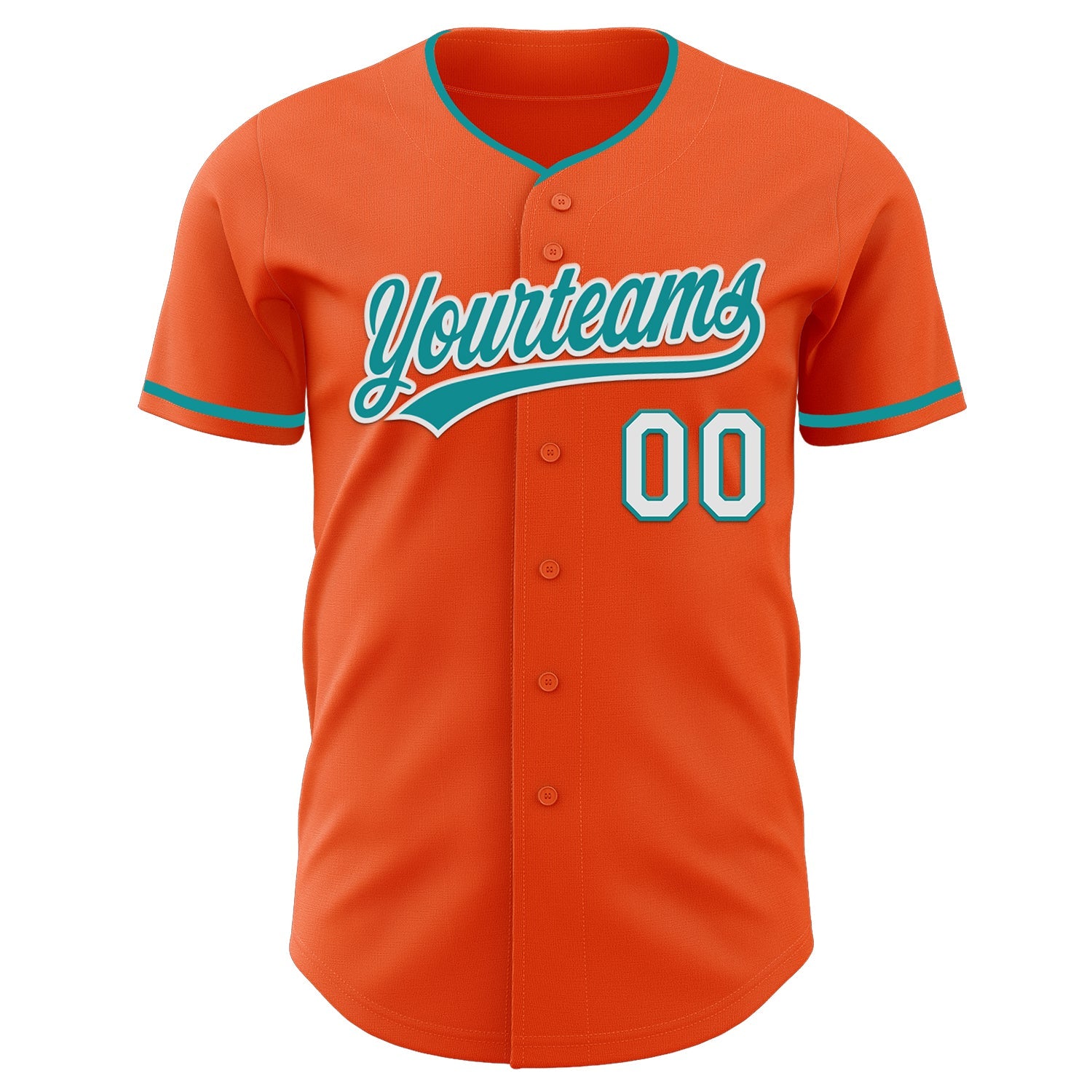 Custom Orange Teal-White Authentic Baseball Jersey view 2