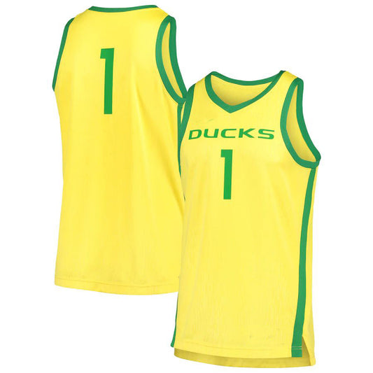 #1 O.Ducks Replica Basketball Jersey Yellow Stitched American College Jerseys - Main View