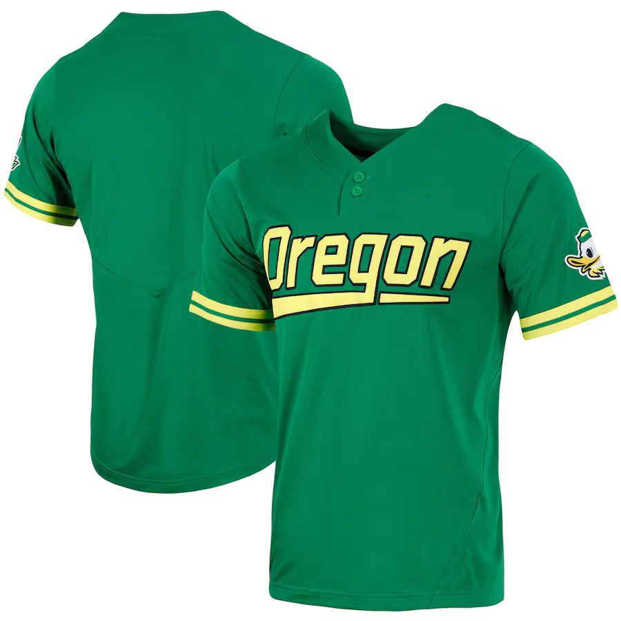 O.Ducks Replica Two-Button Baseball Jersey Green Stitched American College Jerseys - Main View