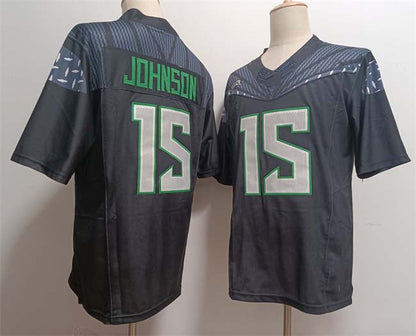 O.Ducks #15 Tez Johnson Black 2024 F.U.S.E. Stitched American College Jerseys - Main View