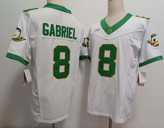 O.Ducks #8 Dillon Gabriel White 2024 FUSE Football Stitched American College Jerseys - Main View
