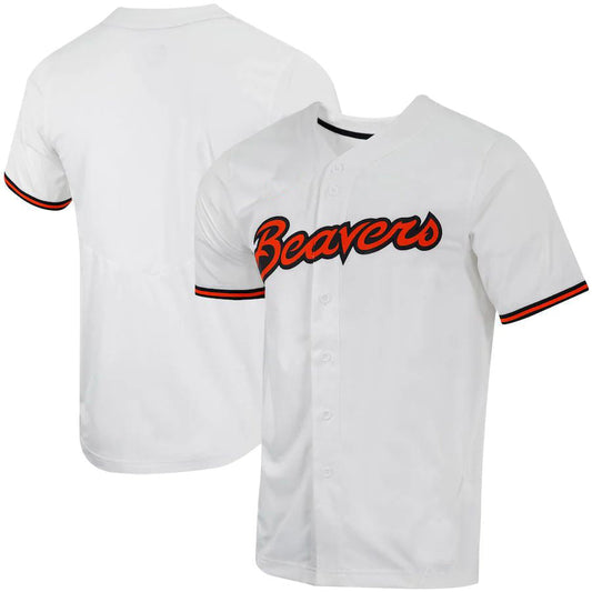 O.State Beavers Replica Full-Button Baseball Jersey White Stitched American College Jerseys - Main View