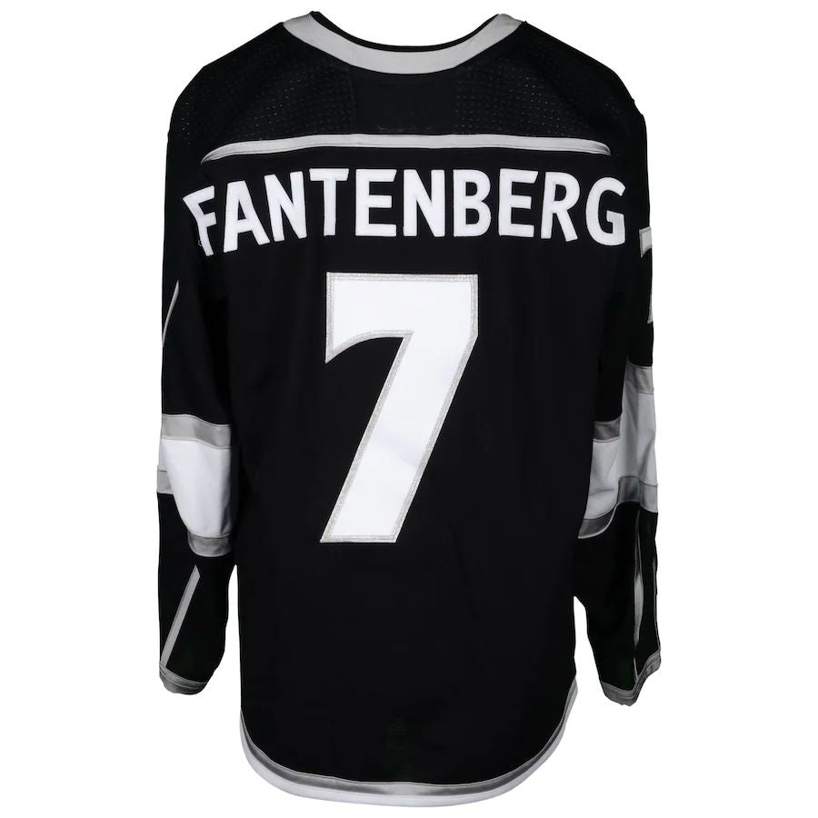 LA.Kings #7 Oscar Fantenberg Fanatics Authentic Game-Used Black Jersey from the 2018 Playoffs Black Stitched American Hockey Jerseys - Main View