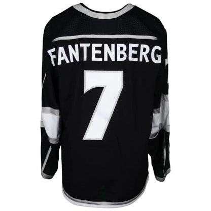LA.Kings #7 Oscar Fantenberg Fanatics Authentic Game-Used Black Jersey from the 2018 Playoffs Black Stitched American Hockey Jerseys - Main View