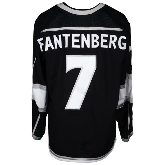 LA.Kings #7 Oscar Fantenberg Fanatics Authentic Game-Used Black Jersey from the 2018 Playoffs Black Stitched American Hockey Jerseys - Main View