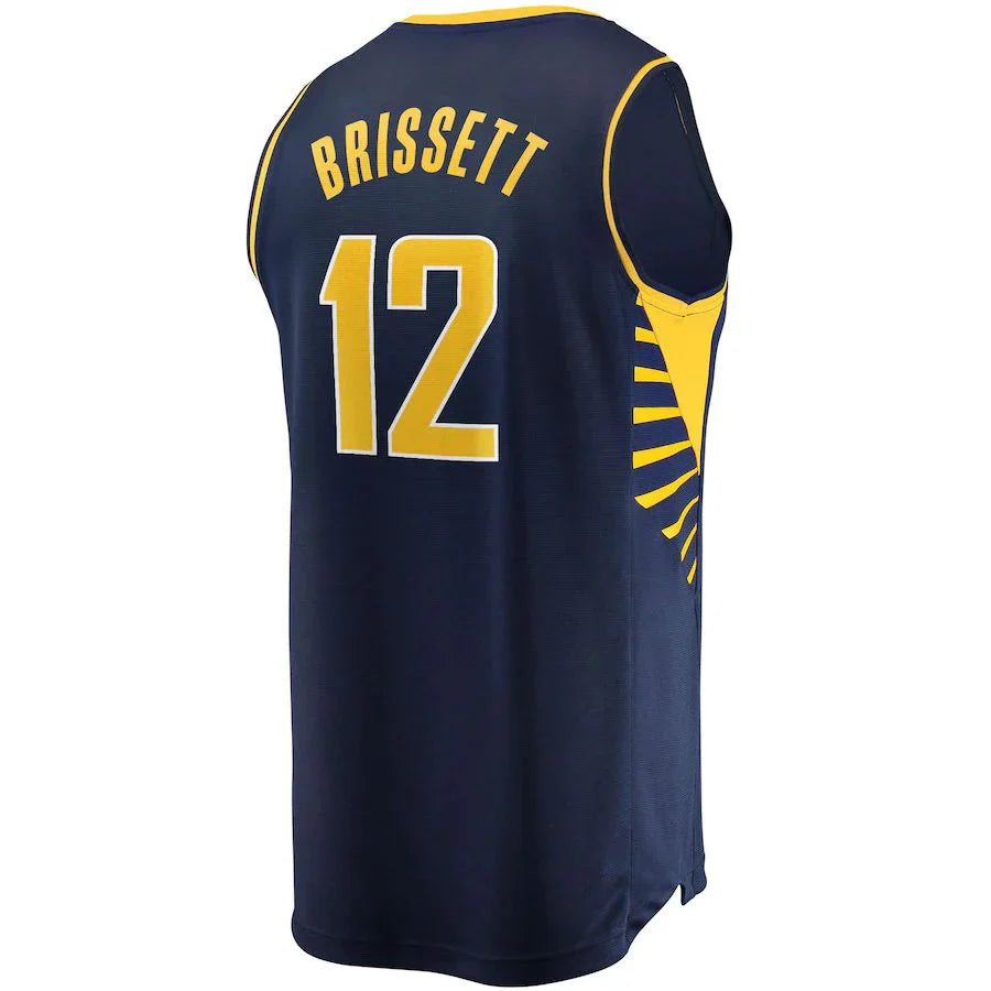 IN.Pacers #12 Oshae Brissett Fanatics Branded Youth 2021-22 Fast Break Replica Jersey Navy Icon Edition Stitched American Basketball Jersey - Main View