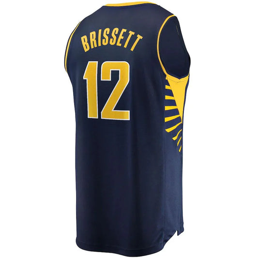 IN.Pacers #12 Oshae Brissett Fanatics Branded Youth 2021-22 Fast Break Replica Jersey Navy Icon Edition Stitched American Basketball Jersey - Main View