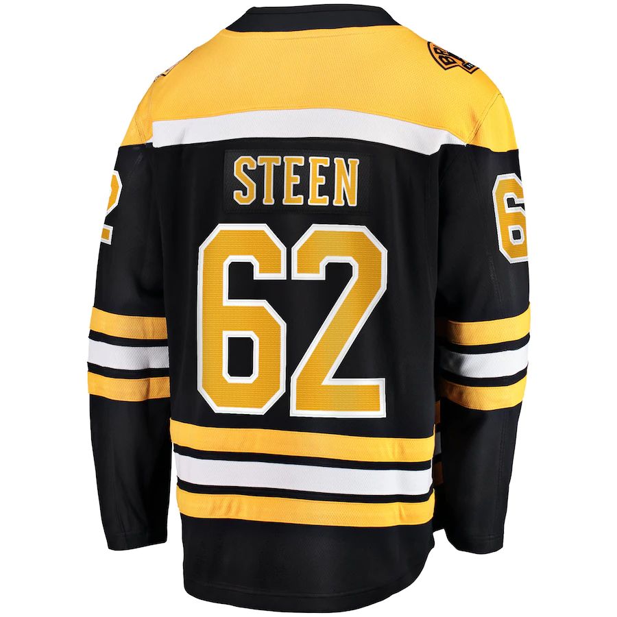 B.Bruins #62 Oskar Steen Fanatics Branded Home Breakaway Player Jersey Black Stitched American Hockey Jerseys - Main View