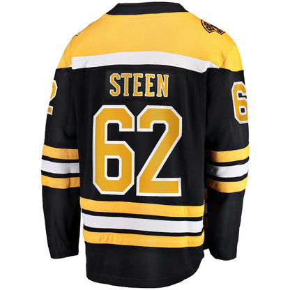 B.Bruins #62 Oskar Steen Fanatics Branded Home Breakaway Player Jersey Black Stitched American Hockey Jerseys - Main View