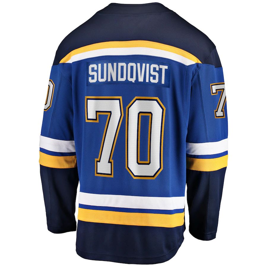 St.L.Blues #70 Oskar Sundqvist Fanatics Branded Home Breakaway Player Jersey Blue Stitched American Hockey Jerseys - Main View