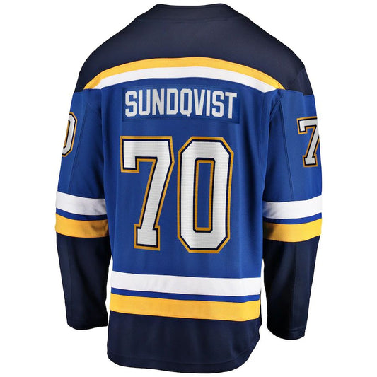St.L.Blues #70 Oskar Sundqvist Fanatics Branded Home Breakaway Player Jersey Blue Stitched American Hockey Jerseys - Main View