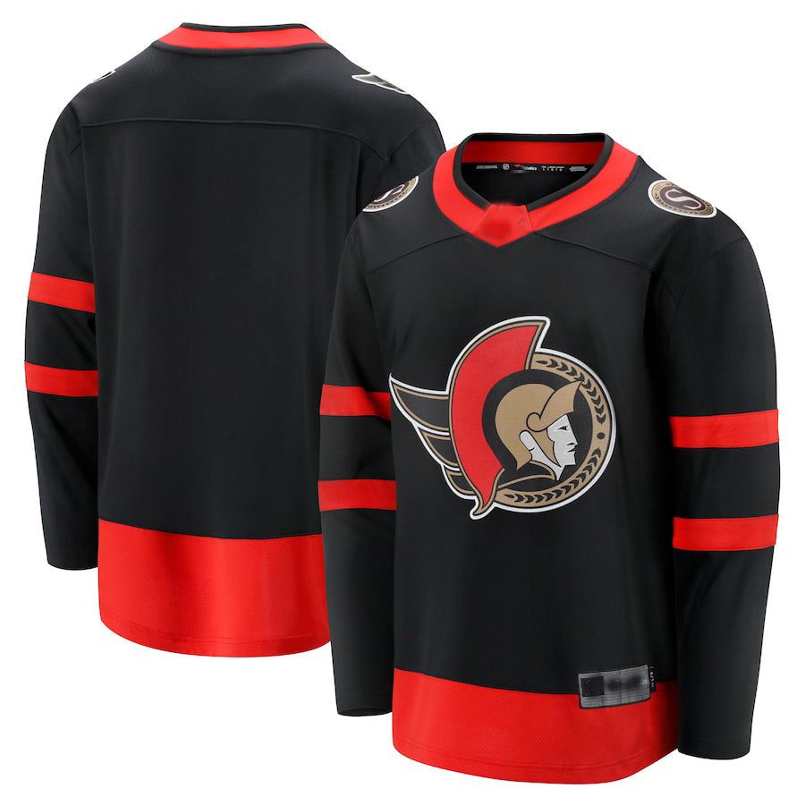 O.Senators Fanatics Branded 2020-21 Home Breakaway Jersey Black Stitched American Hockey Jerseys - Main View