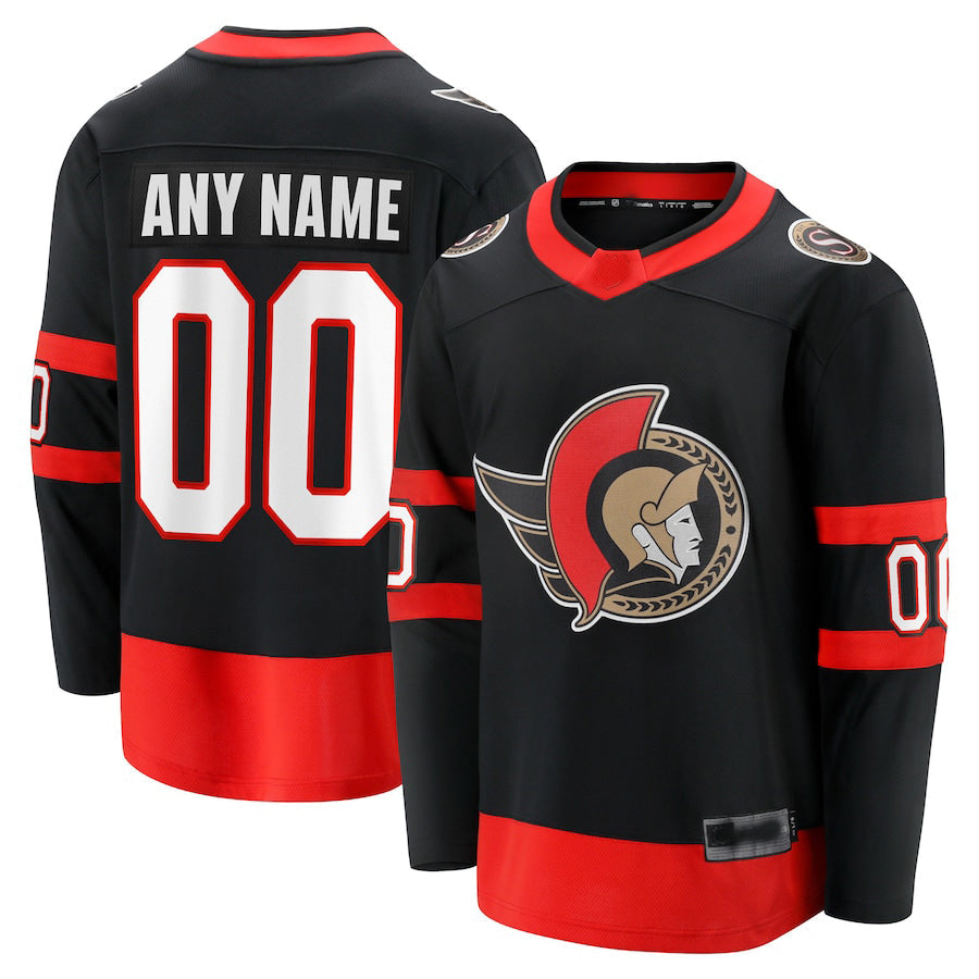 Custom O.Senators Fanatics Branded 2020-21 Home Breakaway Jersey Black Stitched American Hockey Jerseys - Main View