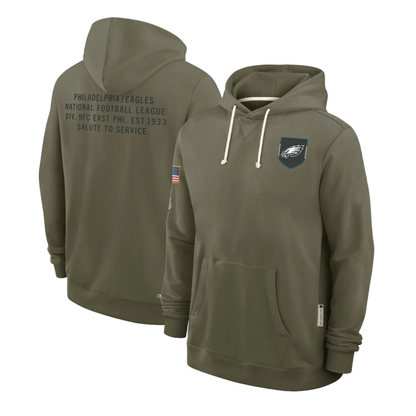 P.Eagles Olive 2025 Salute to Service Sideline Standard Issue Dri-FIT Hoodie Stitched American Football Jerseys - Main View
