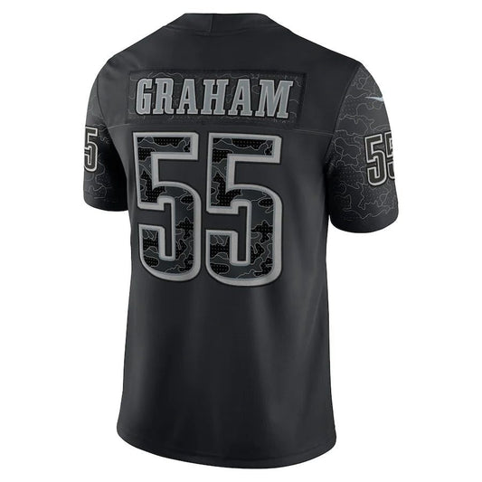 P.Eagles #55 Brandon Graham Black RFLCTV Limited Jersey Stitched American Football Jerseys - Main View