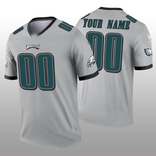 Custom P.Eagles Silver Inverted Legend Jersey Stitched American Football Jerseys - Main View