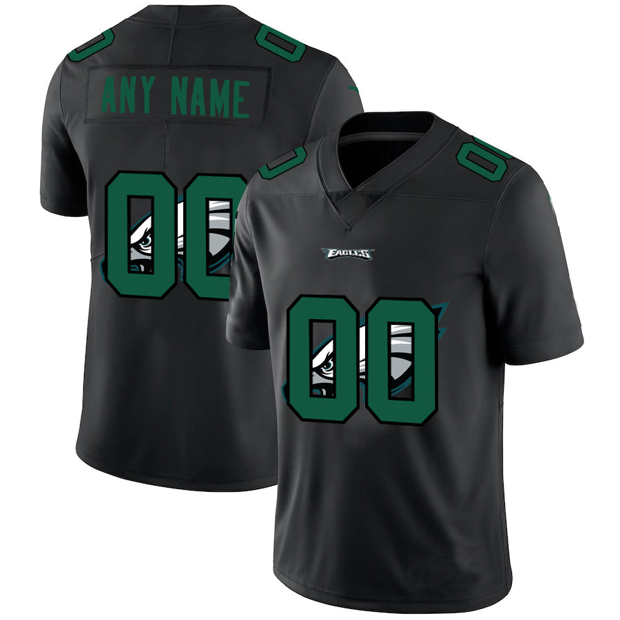 Custom P.Eagles Team Logo Dual Overlap Limited Jersey Black Stitched American Football Jerseys - Main View