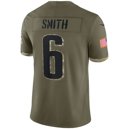 P.Eagles #6 DeVonta Smith Olive 2022 Salute To Service Limited Jersey Stitched American Football Jerseys - Main View